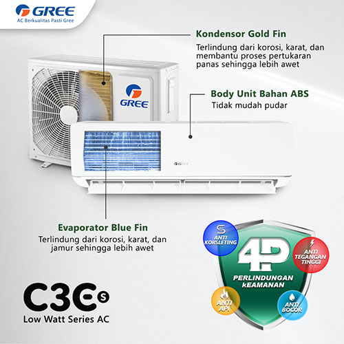 Gree AC Split Low Watt C3ES Series 1 PK - GWC-09C3ES | GWC09C3ES | 09C3ES